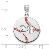 Custom Number Baseball Charm - Sterling Silver